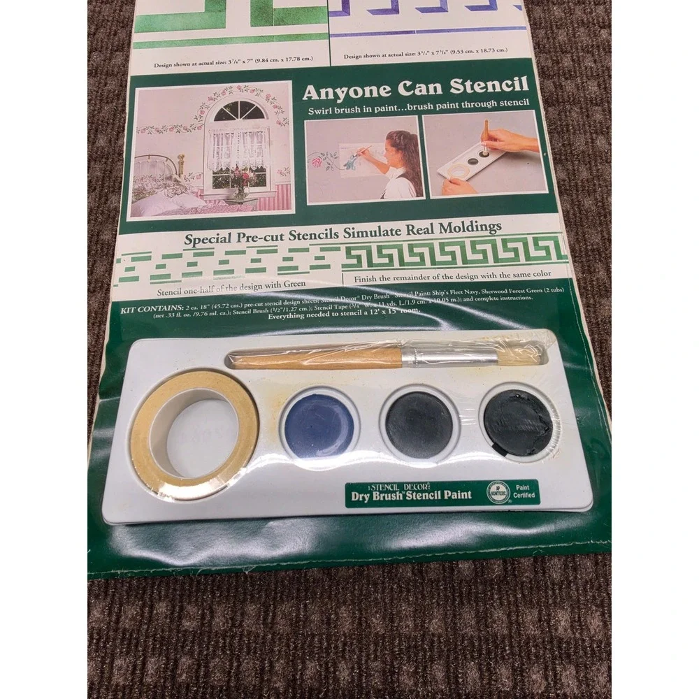 Vintage Plaid Wall Stencil Kit 26327 Beginner Moldings Greek Key Border Set
